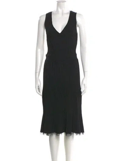 Pre-owned Altuzarra V-neck Midi Length Dress W/ Tags In Black