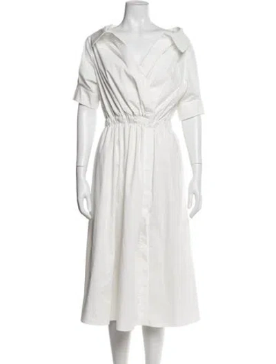 Pre-owned Altuzarra V-neck Midi Length Dress In White