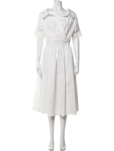 Pre-owned Altuzarra V-neck Midi Length Dress In White