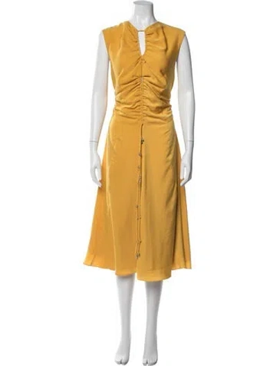 Pre-owned Altuzarra V-neck Midi Length Dress In Yellow