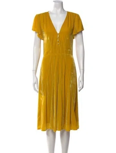 Pre-owned Altuzarra V-neck Midi Length Dress In Yellow