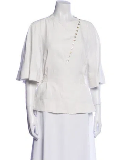 Pre-owned Altuzarra V-neck Three-quarter Sleeve Blouse W/ Tags In White