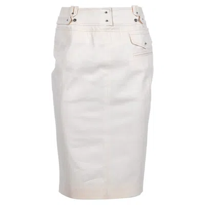 Altuzarra Waistband Detail Midi Pencil Skirt In White Cotton