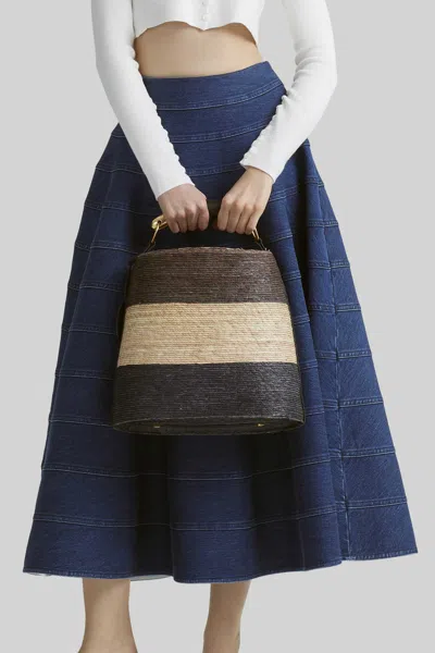 Altuzarra Women's Watermill Straw & Leather Top Handle Bag In Black/brown Shibori