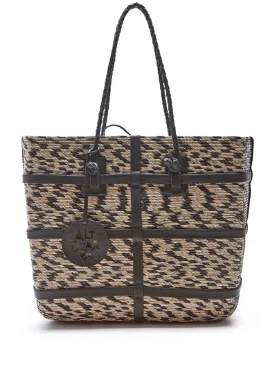 Altuzarra Watermill Caged Straw Tote Bag In Pinto