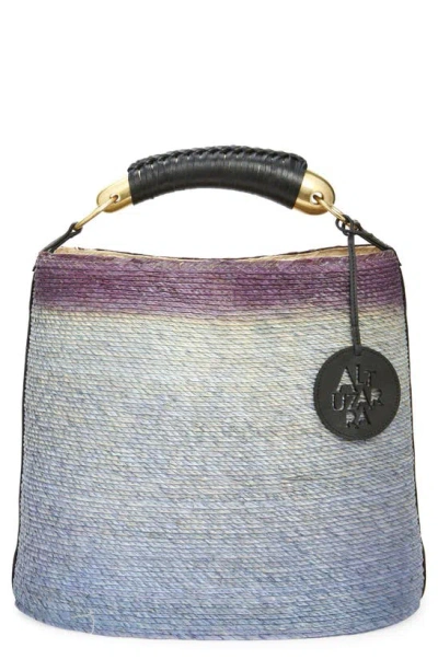 Altuzarra Watermill Top Handle Straw Bucket Tote In Denim Shibori