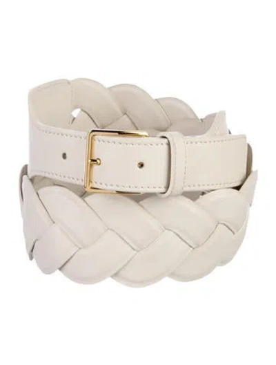 Pre-owned Altuzarra Wide Leather Belt In White