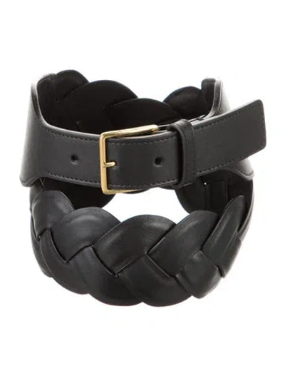 Pre-owned Altuzarra Wide Leather Waist Belt In Black