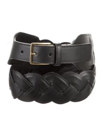 Pre-owned Altuzarra Wide Leather Waist Belt In Black