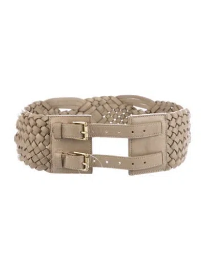 Pre-owned Altuzarra Wide Leather Waist Belt In Gray