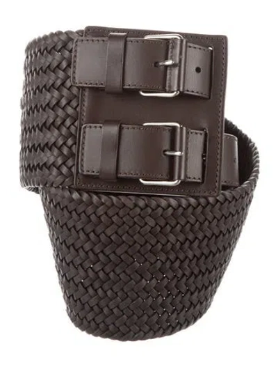 Pre-owned Altuzarra Wide Straw Waist Belt In Brown