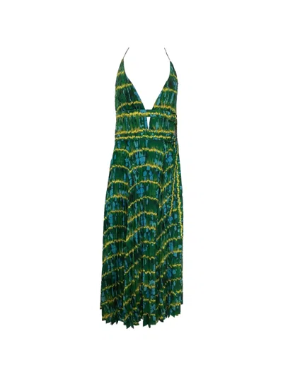 Pre-owned Altuzarra Winda Pleated Maxi Dress In Green