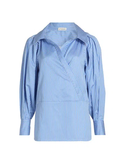 Altuzarra Women's Arthur Striped Poplin Wrap Top In Blue