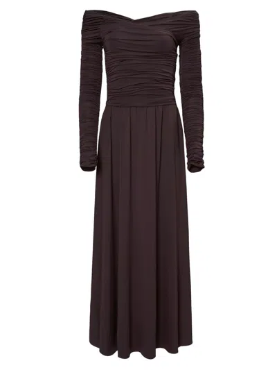 Altuzarra Women's Charlotte Off-the-shoulder Ruched Maxi Dress In Brown