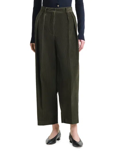 Altuzarra Women's Dash Corduroy Virgin Wool Ankle Pants In Green