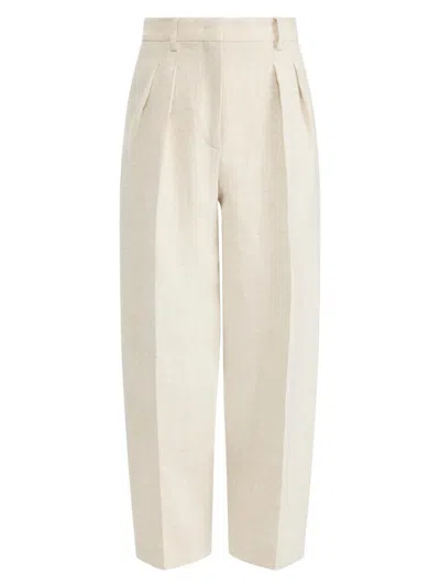 Altuzarra Women's Dash Pleated Linen-blend Pants In Neutral