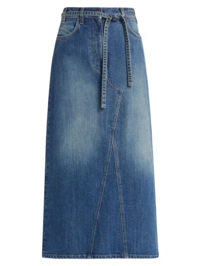 Altuzarra Women's Dean Denim Maxi Skirt In Washed Indigo