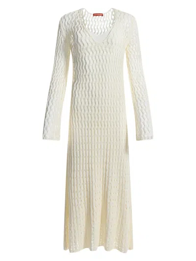 Altuzarra Jemmy Open Knit Long-sleeve Midi Dress In Nude