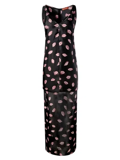 Altuzarra Women's Katrin Lip-print Silk Maxi Dress In Black
