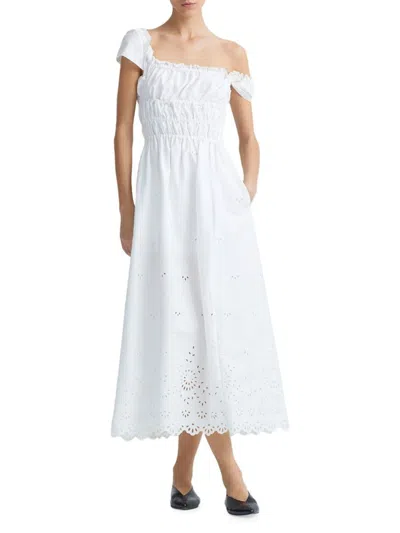 Altuzarra Women's Lily Cotton Eyelet Shirred Midi-dress In White