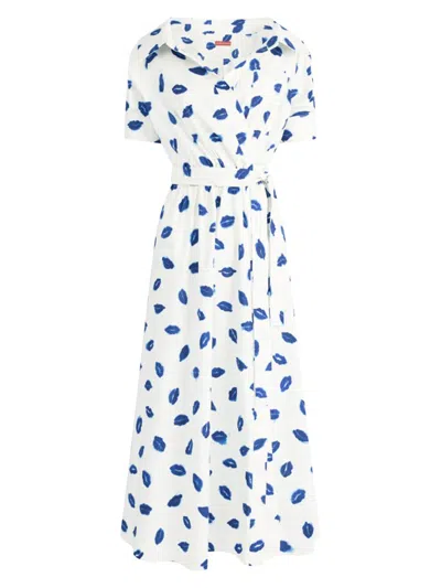 Altuzarra Women's Lydia Lip-print Stretch-cotton Midi-dress In White