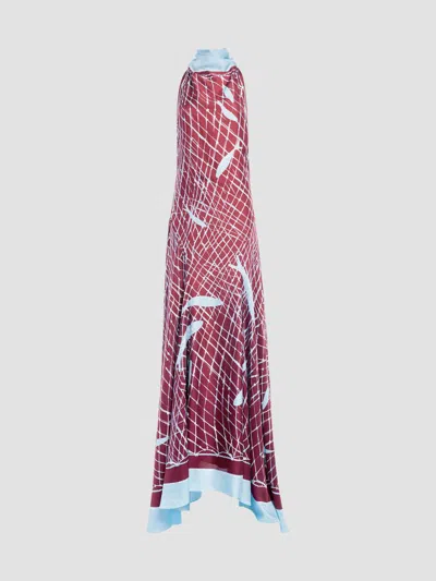 Altuzarra Women's Moonlight Printed Silk Maxi Dress In Grenache Fishnet