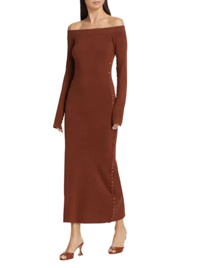 Altuzarra Women's Ramla Off Shoulder Midi Dress In Brown