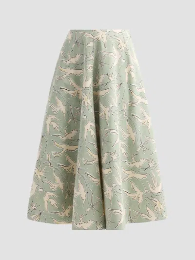 Altuzarra Women's Varda Bird-print Panelled Midi Skirt In Multi