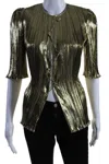 Altuzarra Womens Metallic Snap Button Ribbed Curled Hem Adoni Blouse Gold In Gold
