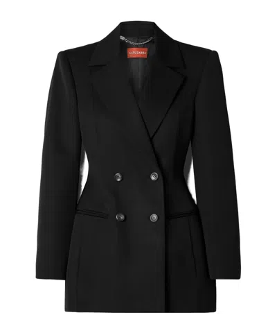 Altuzarra Double-breasted Grain De Poudre Wool Blazer In Black