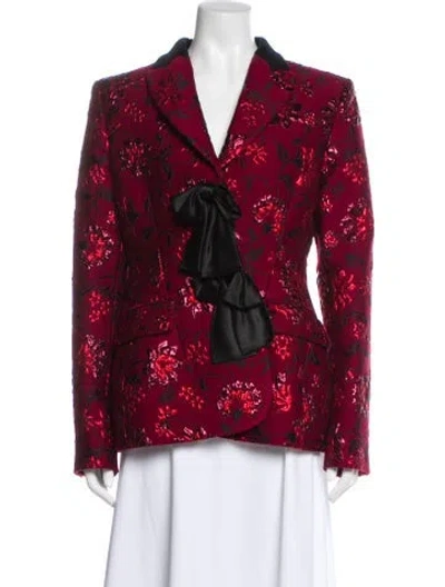 Pre-owned Altuzarra Wool Floral Print Blazer In Burgundy
