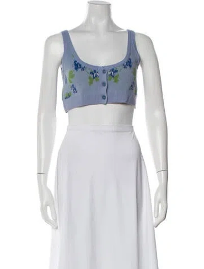 Pre-owned Altuzarra Wool Printed Crop Top In White