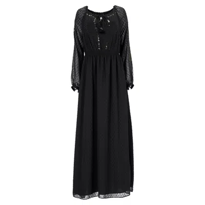 Altuzarra X Target Swiss Dot Maxi Long Sleeve Dress In Black Polyester