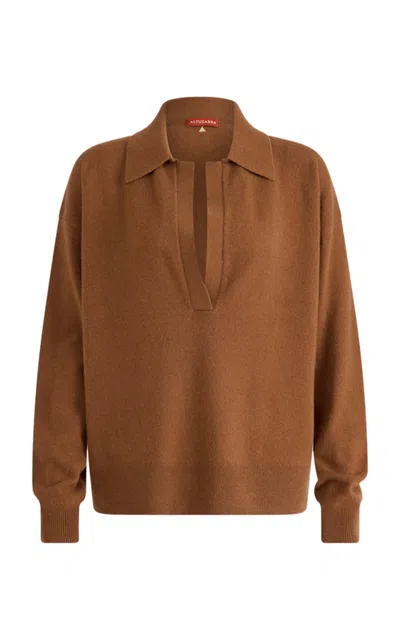 Altuzarra Zaq Cashmere Polo Sweater In Tan