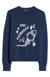 Altuzarra Zodiac Intarsia Virgin Wool Crewneck Sweater In Navy Aquarius