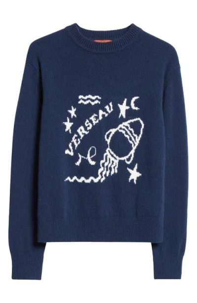 Altuzarra Zodiac Intarsia Virgin Wool Crewneck Sweater In Navy Aquarius