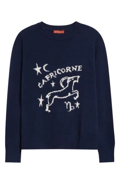 Altuzarra Zodiac Intarsia Virgin Wool Crewneck Sweater In Navy Capricorn