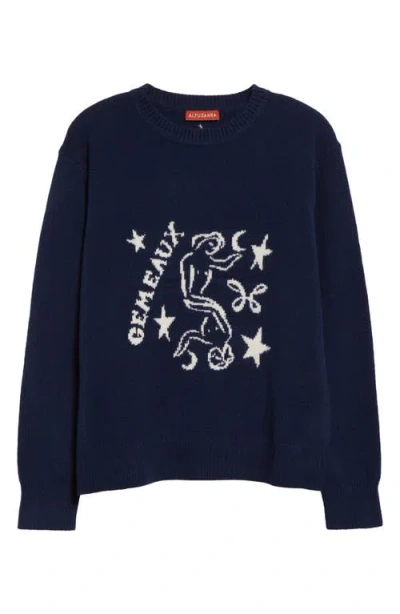 Altuzarra Zodiac Intarsia Virgin Wool Crewneck Sweater In Navy Gemini