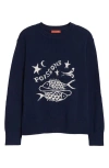 Altuzarra Zodiac Intarsia Virgin Wool Crewneck Sweater In Navy Pisces
