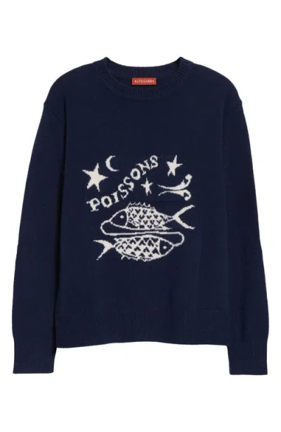 Altuzarra Zodiac Intarsia Virgin Wool Crewneck Sweater In Navy Pisces
