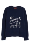 Altuzarra Zodiac Intarsia Virgin Wool Crewneck Sweater In Navy Taurus
