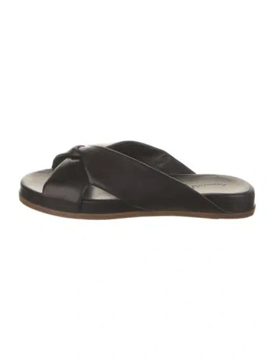 Pre-owned Alumnae Leather Slides In Black
