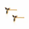 Alura Copenhagen Jewellery Women's Black / Gold Eclipse Flower Earstuds With Three Petals Of Onyx In Multi