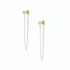 Alura Copenhagen Jewellery Women's Eclipse - Dangle & Drop Earrings With Sparkling Zirconia & Golden Chain In Gold