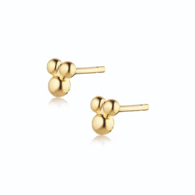Alura Copenhagen Jewellery Women's Eclipse - Earstuds With Three Golden Balls - Gold