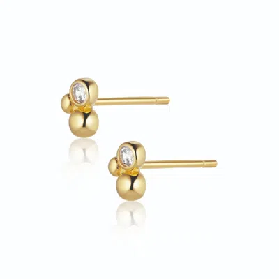 Alura Copenhagen Jewellery Women's Eclipse Earstuds With Two Goldball & Faceted Cubic Zircon