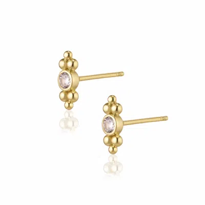 Alura Copenhagen Jewellery Women's Eclipse Zirconia Earstuds With Goldballs