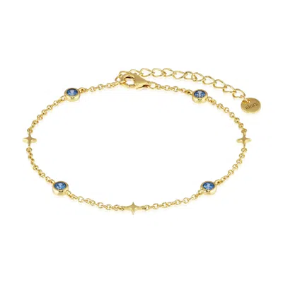 Alura Copenhagen Jewellery Women's Gold / Blue Ocean Bracelet With Blue Zirconia & Cross