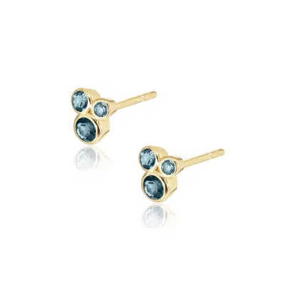 Alura Copenhagen Jewellery Women's Gold / Blue Ocean Earstud With Blue Topaz