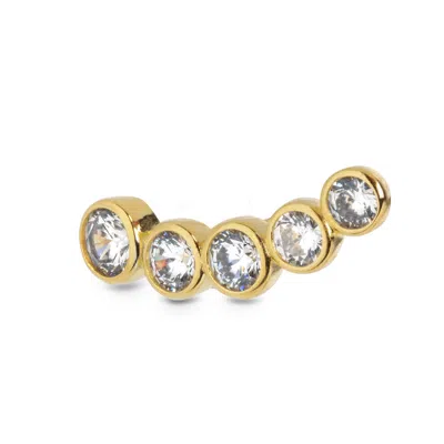 Alura Copenhagen Jewellery Women's Gold Eclipse - Earring With Sparkling Zirconia In A Row - Right Ear